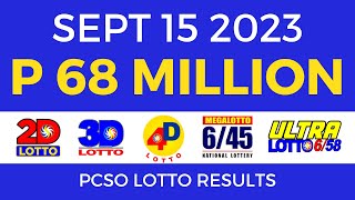 Lotto Result September 15 2023 9pm PCSO [upl. by Rachael]