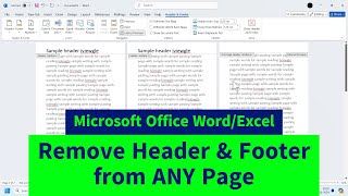 Delete Header amp Footer from ANY Page in Word amp Excel  First PageSecond PageThird PageLast Page [upl. by Studnia]