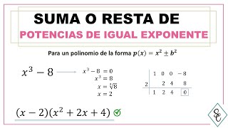 CASOS DE FACTOREO  Suma o Resta de Potencias de igual exponentes  exponente impar [upl. by Prinz]