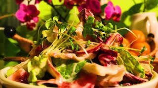 Microgreens Radish Tomato Radicchio Romaine Salad with Garlic Cashew Dressing  Take 3 [upl. by Zakaria]