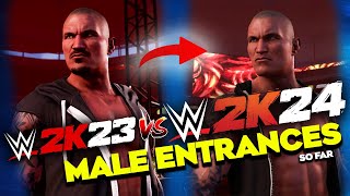 WWE 2K23 vs WWE 2K24 Mens Entrances so far [upl. by Enorej719]