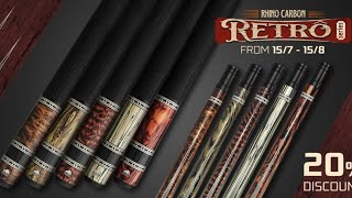 RHINO RETRÔ POOL CUE  BOCOTE  LIZARD EMBOSSED MICROFIBER LEATHER WRAP amp POINT RhinoBilliards [upl. by Nnewg]