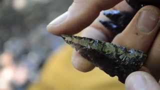 How to make an obsidian arrowhead for primitive archery hunting [upl. by Dustie501]