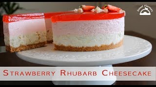 No Bake Strawberry Rhubarb Cheesecake Recipe [upl. by Brunhilda]