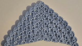 Dreieckstuch Muschelmuster nur zwei Reihen sehr einfach Tutorial Triangle shawl scarfeasy [upl. by Eniamurt]