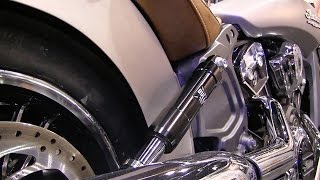 Indian Scout Suspension Upgrades From KTech At AIMExpo 2015 [upl. by Yraccaz]