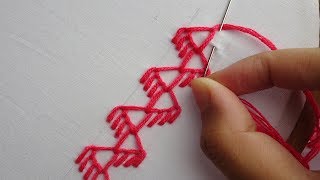 basic hand embroidery tutorial buttonhole stitch border design [upl. by Arait192]