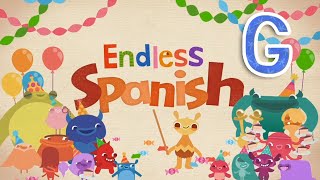 Endless Spanish Letter G  Sight Words GATO GRACIOSO GRANDE GRANJA  Originator Games [upl. by Ykcin]