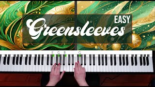 Greensleeves easy piano tutorial 📖 sheet music [upl. by Kcod348]