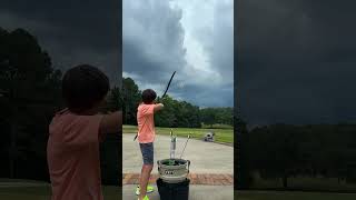 Future archery pro in the making 🎯 📹 jamesjeantrickshots [upl. by Wally]