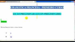 Gramática Francesa Primeiro Curso Lição Preliminar [upl. by Eked]