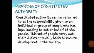 NATIONAL VALUES CIVIC EDUCATION Meaning of Constituted Authority [upl. by Merri]