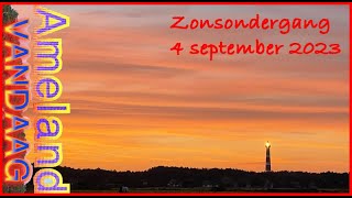 Zonsondergang 4 september 2023  Zon gaat onder achter de vuurtoren van Ameland [upl. by Nomzed]