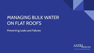 Managing Water on Flat Roofs  Preventing Leaks and Failures [upl. by Fadden]