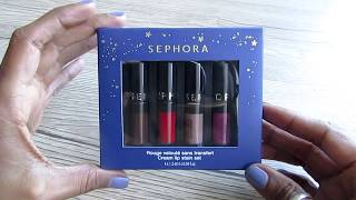 Sephora Mini Cream Lip Stain Set limited edition SWATCHES  LatteGirl [upl. by Eudo]