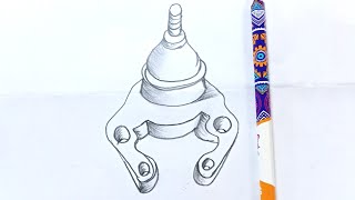 How to draw a ball joint of Toyota hiace engine drawing drawing toyota toyotaparts [upl. by Lesab]