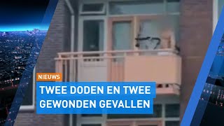 Verwarde man staat met enorm kruisboog op het balkon in Almelo politie lost schoten [upl. by Elrebmik]