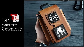 Making a leather EDC belt pouch  PDF pattern  DIY leather EDC bag  Tutorial  Template [upl. by Elane692]