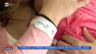 E Nicole la prima bambina nata in Italia nel 2024  La vita in diretta 02012024 [upl. by Atiuqam]