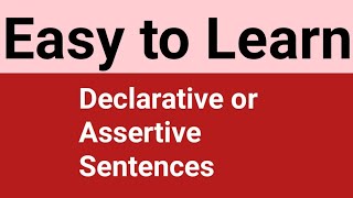 Declarative or Assertive Sentences with examples  Basic English Grammar  Zenny English World [upl. by Yojal]