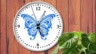 ASMR Video for sleep and Relaxing  Blue Butterfly Wall Clock Ticking sounds [upl. by Engel]