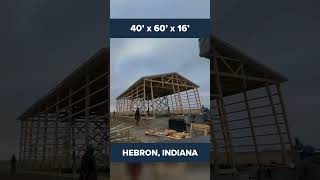 40x60 Pole Barn Rise in Minutes polebarn construction lift barn woodworking shorts [upl. by Klemperer]