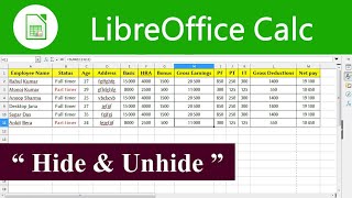 How To Hide And Unhide A Row Or Column Using Hide And Unhide Option In libreoffice calc  In Hindi [upl. by Hibbitts]