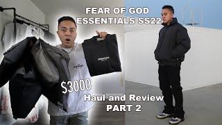 Fear of God Essentials SS22 HAUL  SIZING  TRY ON PART 2 [upl. by Maurits]