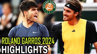 Stefanos Tsitsipas vs Carlos Alcaraz QF Highlights  Roland Garros 2024 [upl. by Afrikah421]