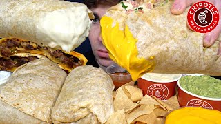 ASMR MUKBANG CHIPOTLE GIANT BURRITOS CHIPS CHEESE STEAK QUESADILLA  WITH CHEESE [upl. by Kajdan661]