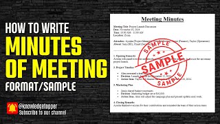 Minutes of Meeting  Minutes of Meeting Format  Meeting Minutes [upl. by Aliuqahs]