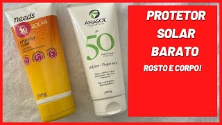 Protetor Solar barato Anasol 50 e Needs Solar 30 resenha comparativa Pode usar no rosto [upl. by Enwad190]