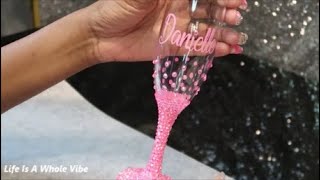 DIY BLING TOASTING FLUTE CHAMPAGNE GLASS NO E6000  PRACTICING HONEYCOMB METHOD PAINTED GLASS [upl. by Brackely112]