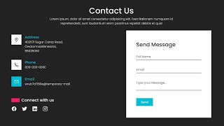 How to make Responsive Contact Us page Form using HTML and CSS  Project 10 [upl. by Krispin601]