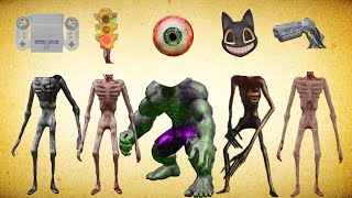 WRONG HEADS SIREN HEAD NINTENDO TRAFFIK SIREN HEAD EYE BALL CARTOON CAT HULK SIREN HEAD PISTOL [upl. by Atirehgram531]