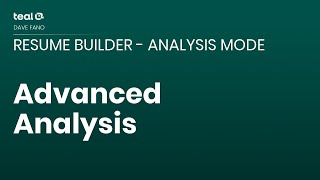 Advanced Analysis  Resume Builder  Analysis Mode [upl. by Ras798]