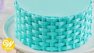 How to Pipe a Buttercream Basketweave Cake Design  Wilton [upl. by Oakie845]