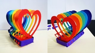 Pop up card rainbow hearts  learn how to make a popup heart greeting card  EzyCraft [upl. by Toscano]