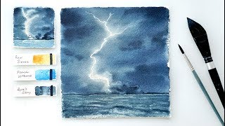 Lightning Storm Step by step watercolor tutorial [upl. by Orvah]