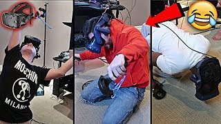 TEAM ALBOE TRIES VIRTUAL REALITY HILARIOUS GAMEPLAY  HTC VIVE [upl. by Repip]