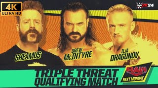 Drew McIntyre vs Sheamus vs Ilja Dragunov Money in the bank Qualifying Match  WWE RAW 2024 [upl. by Ecnaled]