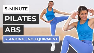 5Minute Pilates Abs No Equipment Standing Abs [upl. by Ellatsyrc]