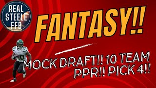 Fantasy Football Mock Draft 10 Team PPR Pick 4 ESPN [upl. by Yvor]