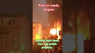 Unrest in England Islamists set ablaze public property and Police Cars trending shorts [upl. by Sauncho]