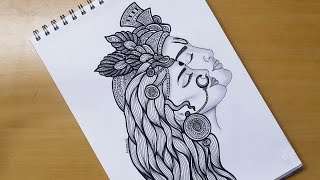 How to draw easy Mandala art of Radha amp Krishna  Happy Holi  Zentangle doodle art  Quick drawing [upl. by Malvie]