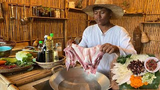 Delicious Crispy Pork Eaten with Tamarind Sauce  Bamboo Cooking [upl. by Demona983]