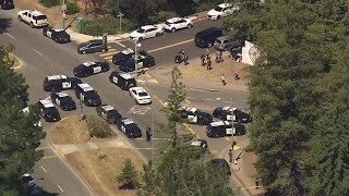 Raw video Aerial view of Skyline HIgh School in Oakland after shooting nearby [upl. by Enylorac]