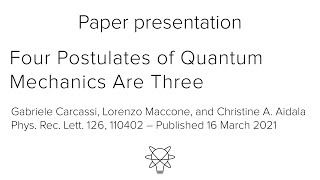 What we learned from proving a quantum postulate redundant [upl. by Mohn]