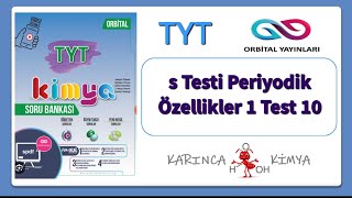 Orbital Yayınları TYT Kimya Soru Bankası s Testi Periyodik Özellikler 1 Test 10 [upl. by Ahsiaa946]