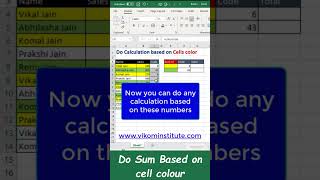 Do sum based on color vikaljain excel cellcolor [upl. by Engedus]